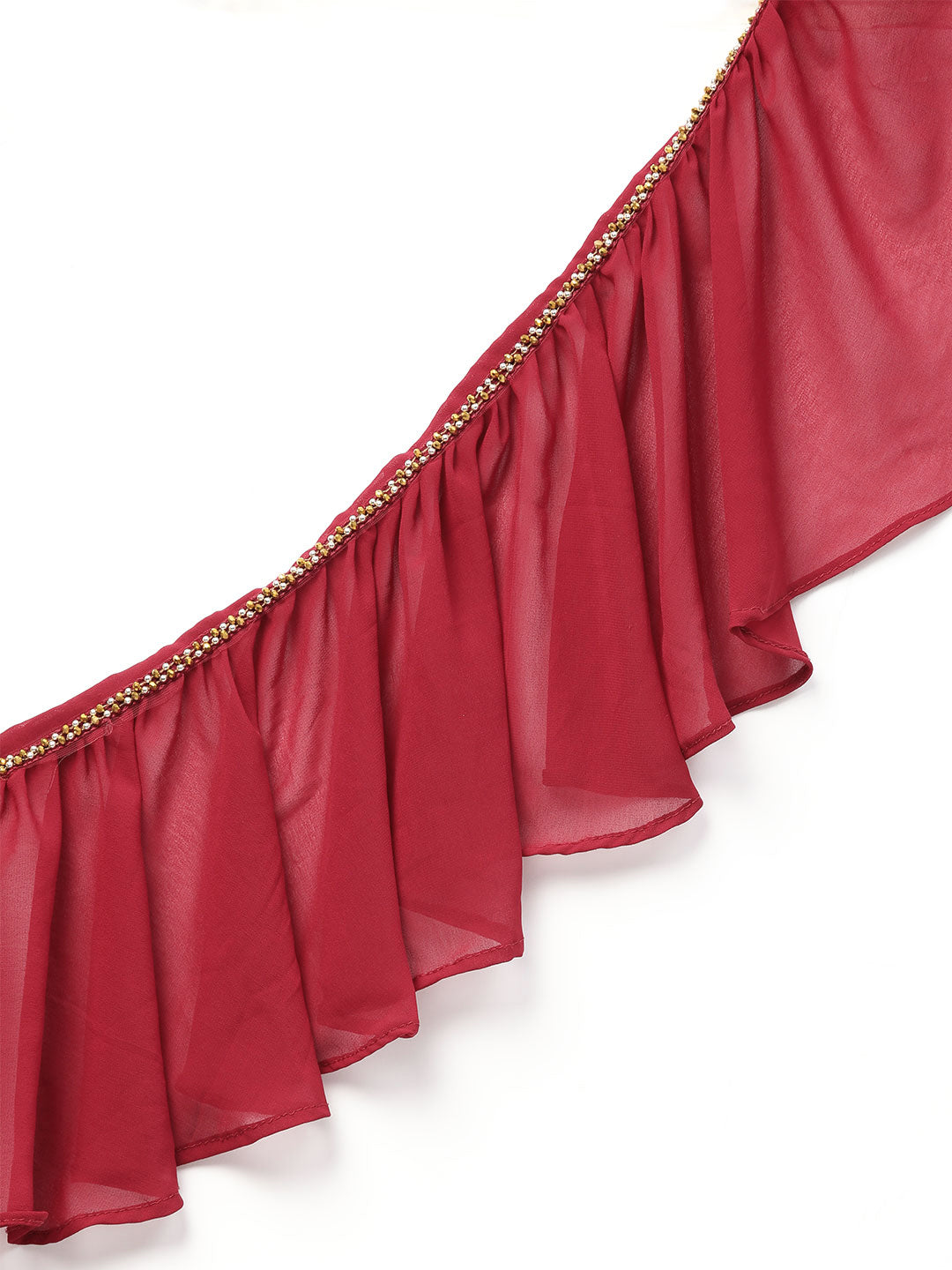 Georgette Cocktail Gown with Ruffled cape style dupatta