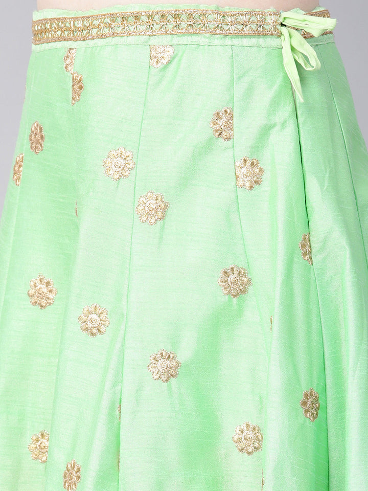 Embroidered Crop Top Lehenga Choli with Bell Sleeves