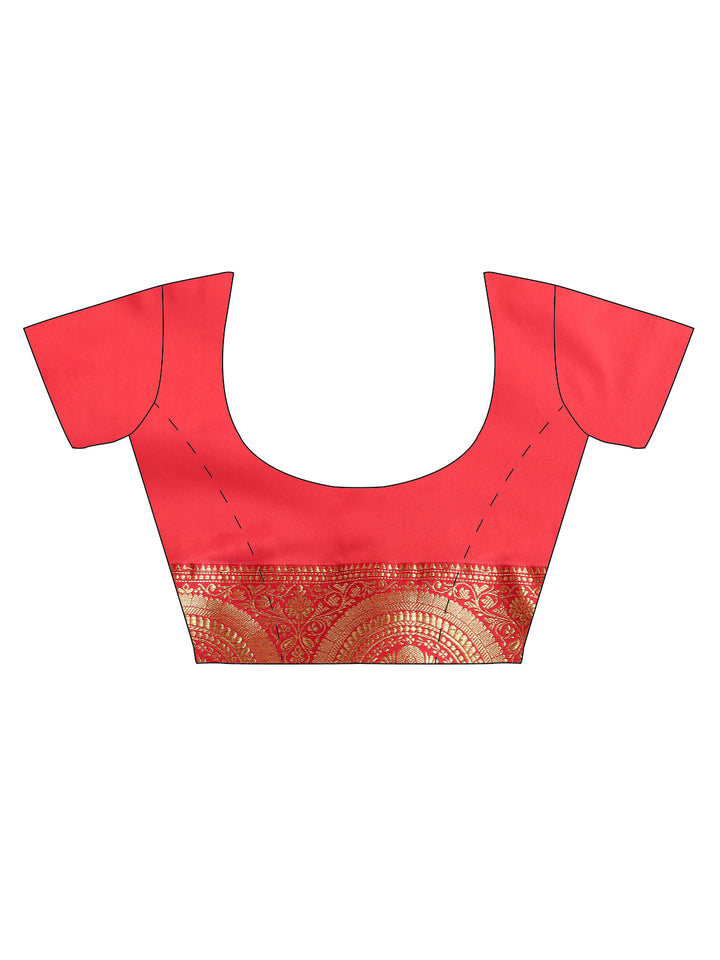 Bengali Style Silk Saree with Contrast Borders and Zari Weaving