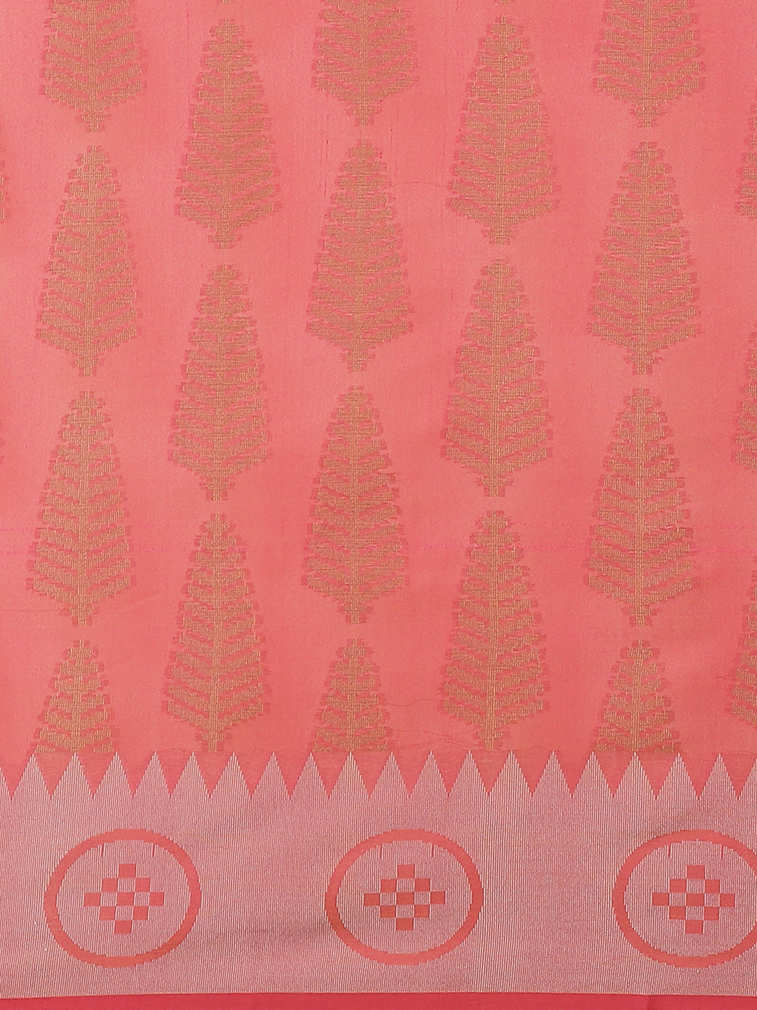 Handloom Chanderi Saree with Tropical woven patterns and a Temple style border