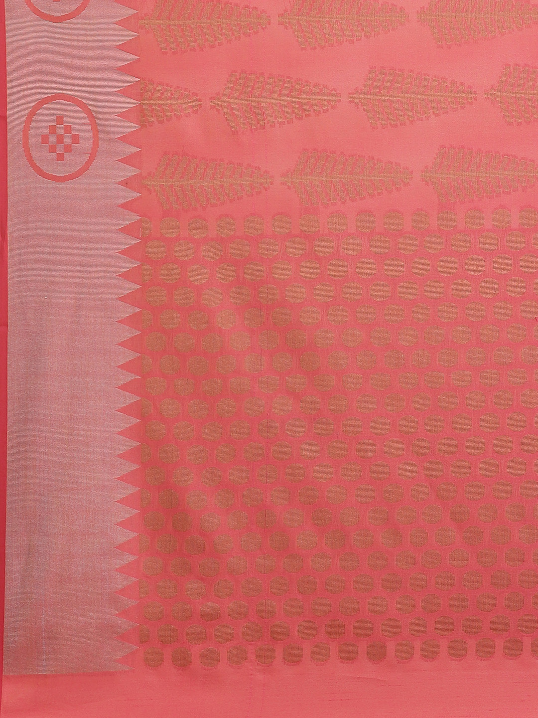 Handloom Chanderi Saree with Tropical woven patterns and a Temple style border