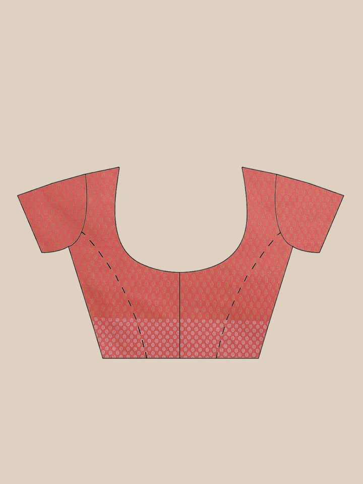 Handloom Chanderi Saree with Tropical woven patterns and a Temple style border