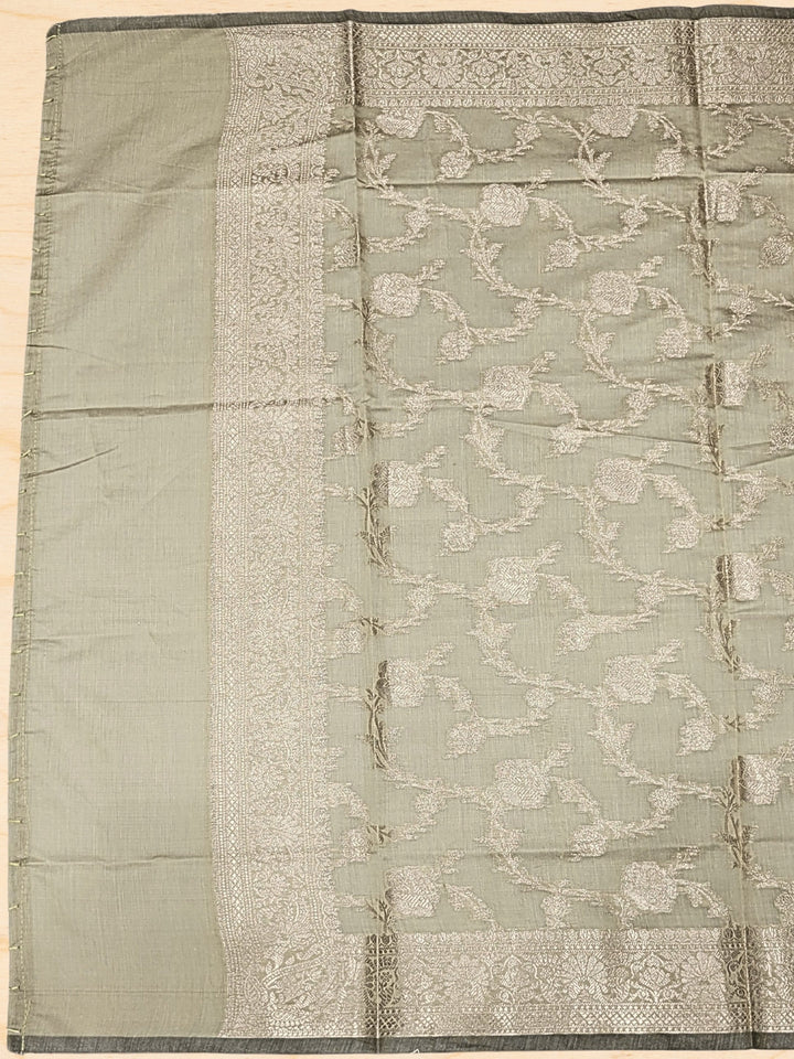Meeanakari Weaving Banarasi Handloom Dress Material with Checked Paisley Motifs