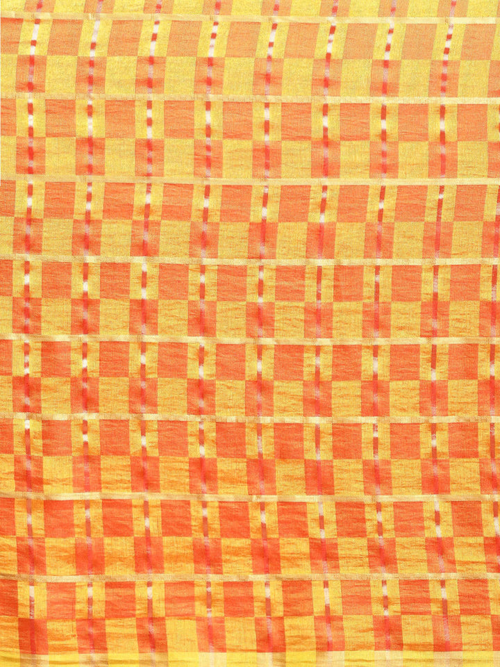 Checked Gharchola Style Saree with Peacock Motif Blouse