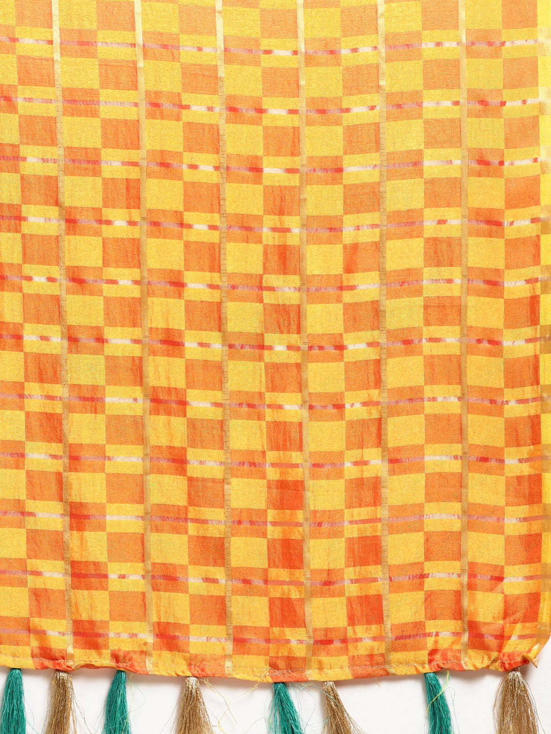 Checked Gharchola Style Saree with Peacock Motif Blouse