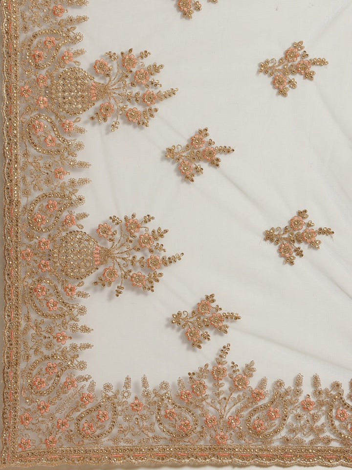 Chandni Grey Resham Embroidered Net Saree with Zari and Crystal Embellishments