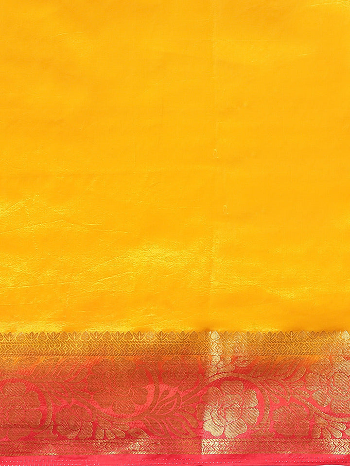 Banarasi Chanderi Checkered Saree with Contrast Brocade Blouse &Heavy Pallu with Tassels