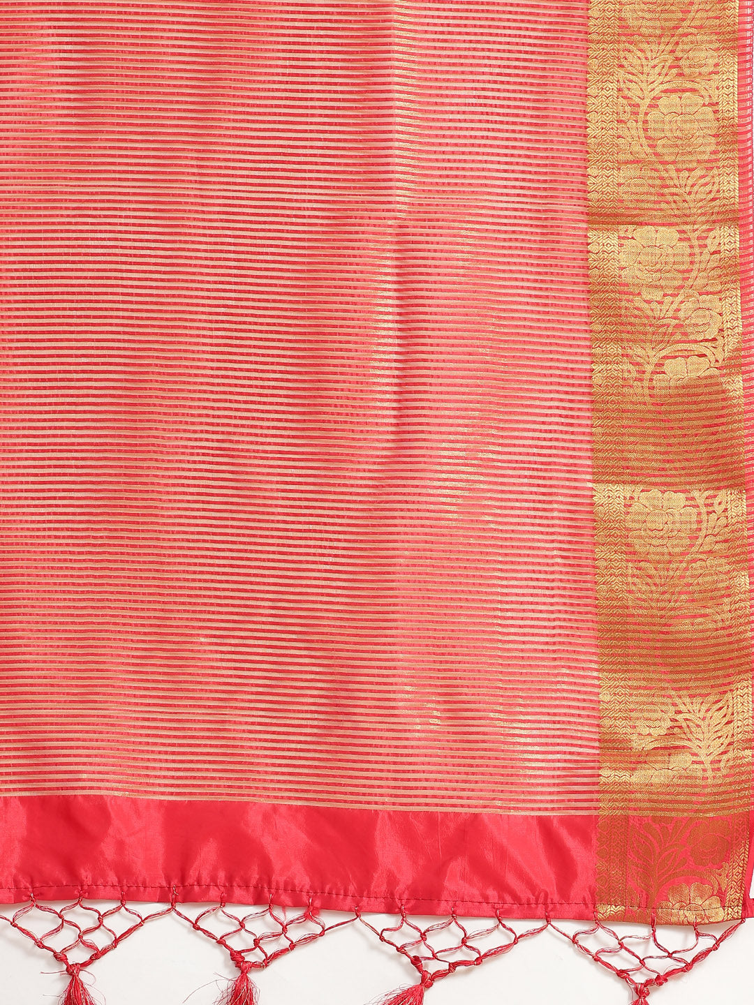 Banarasi Chanderi Checkered Saree with Contrast Brocade Blouse &Heavy Pallu with Tassels
