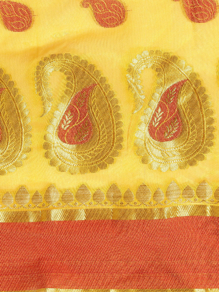 Chanderi Silk Saree with Zari Resham Woven Paisleys