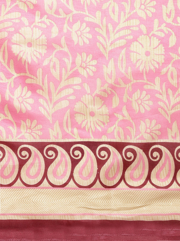 Printed Bhagalpuri Saree with Paisley and Floral Motifs