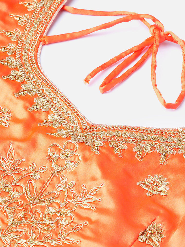 Ombre Semi-stitched Lehenga set with Floral Zari embroidery
