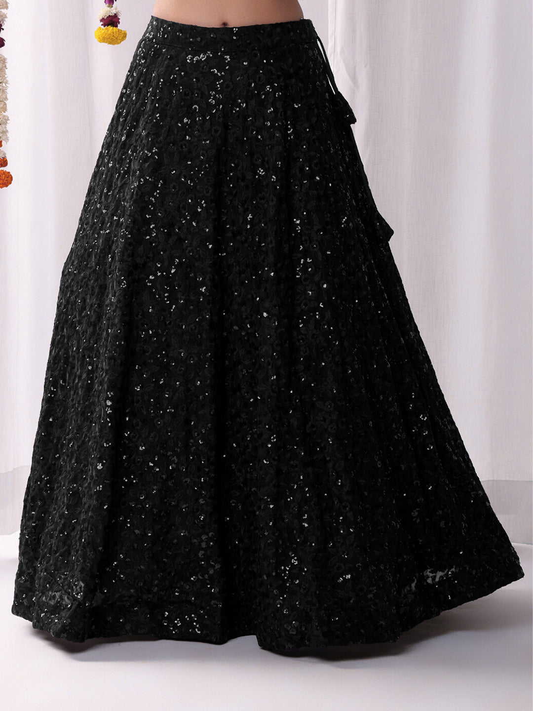 Chhabra 555 All over Sequin Embroidery Lehenga Set with Tassled Choli & Embellished Dupatta