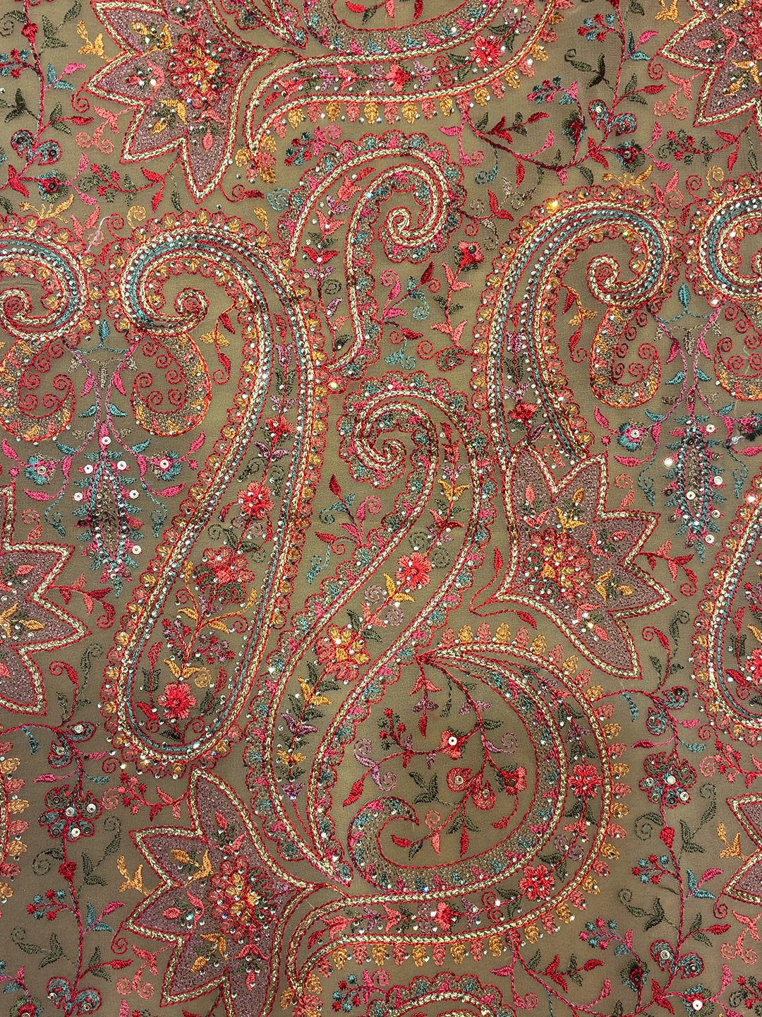 Georgette Saree with Paisley Zari & Sequin Border and Blouse Piece