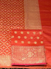 Orange Woven Traditional Banarasi Suit