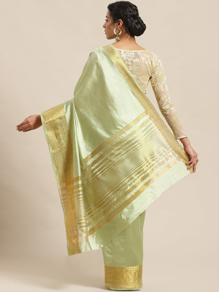Pastel Handloom Raw Silk Saree with Intricate Zari Woven Border