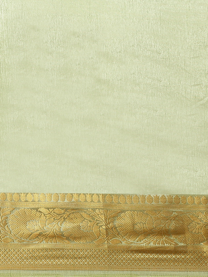 Pastel Handloom Raw Silk Saree with Intricate Zari Woven Border