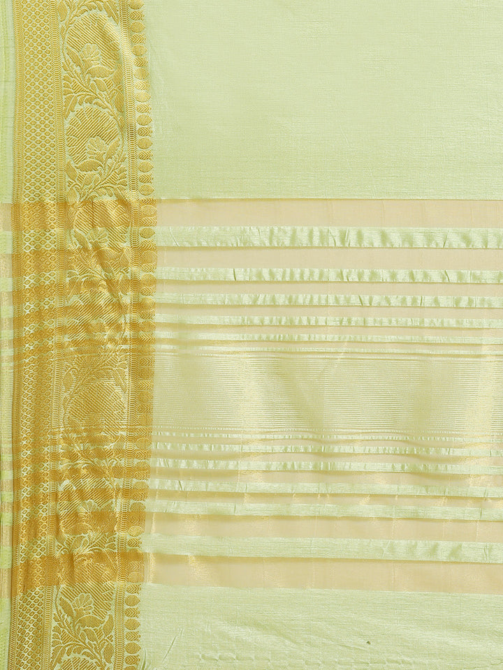 Pastel Handloom Raw Silk Saree with Intricate Zari Woven Border