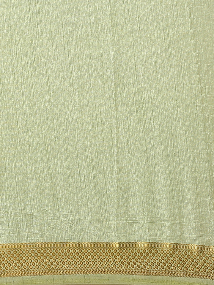 Pastel Handloom Raw Silk Saree with Intricate Zari Woven Border