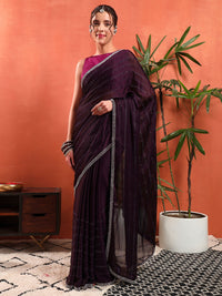 Chhabra 555 Crystal Swarovski Embellished Satin Georgette Cocktail Saree with Embellished Border