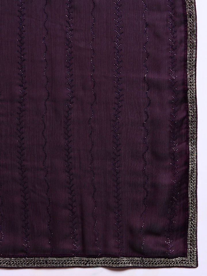 Crystal Swarovski Embellished Satin Georgette Cocktail Saree with Embellished Border