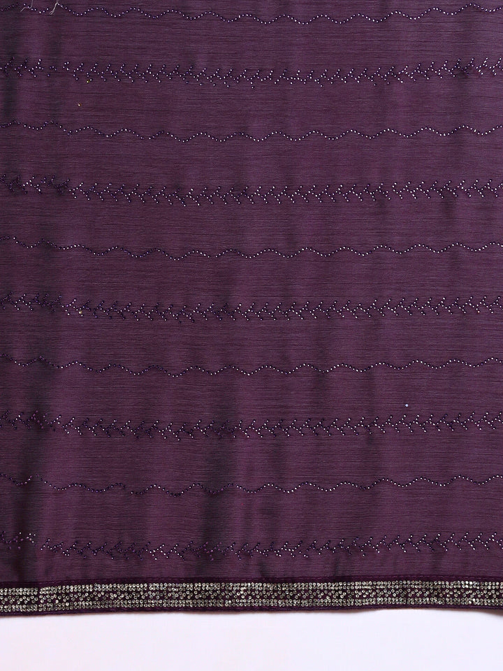 Crystal Swarovski Embellished Satin Georgette Cocktail Saree with Embellished Border