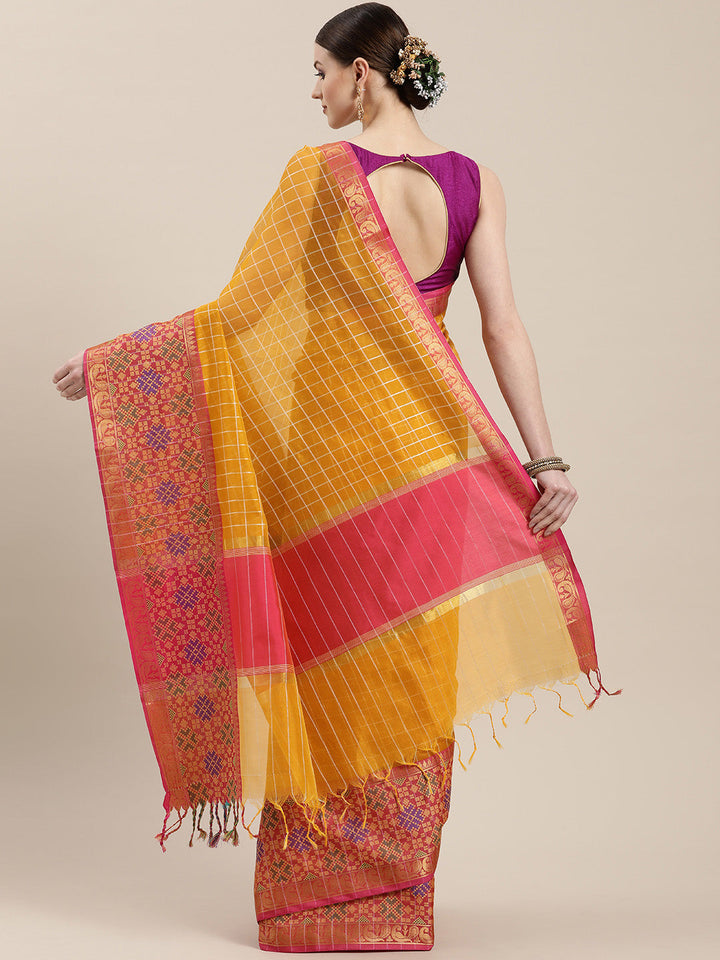 Chanderi Checkered Woven Saree