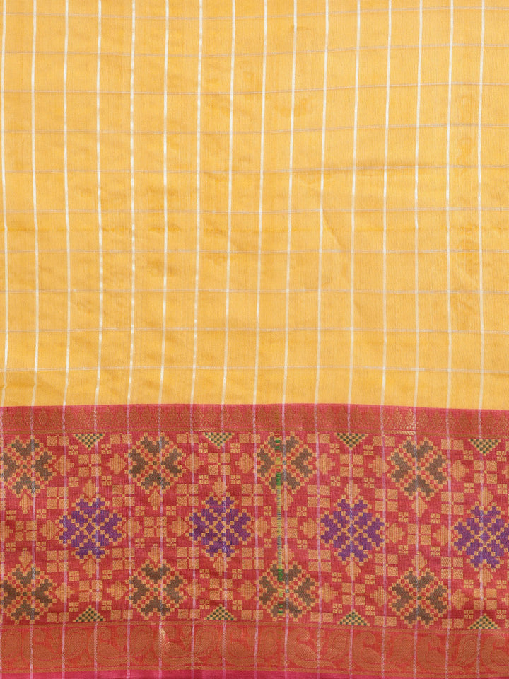 Chanderi Checkered Woven Saree