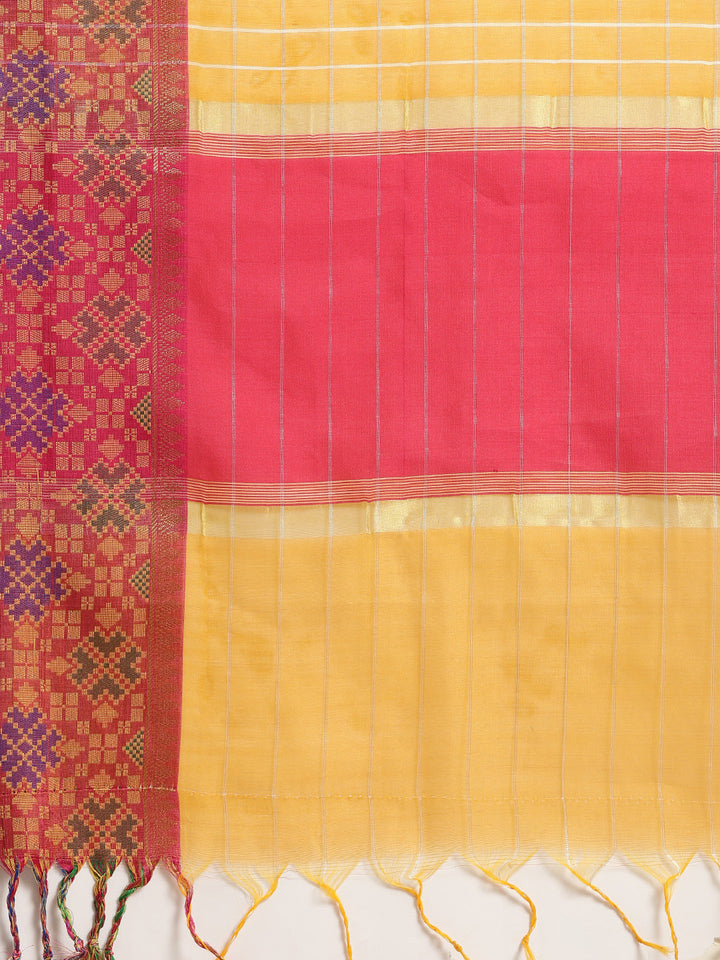 Chanderi Checkered Woven Saree