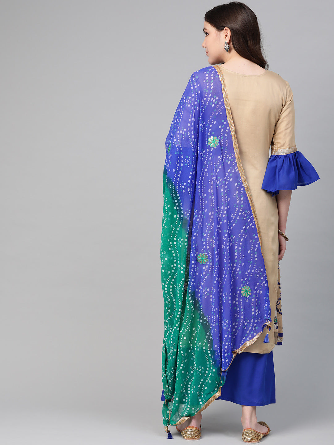 Gota Patti Kurta Set with Bandhej ombre dupatta