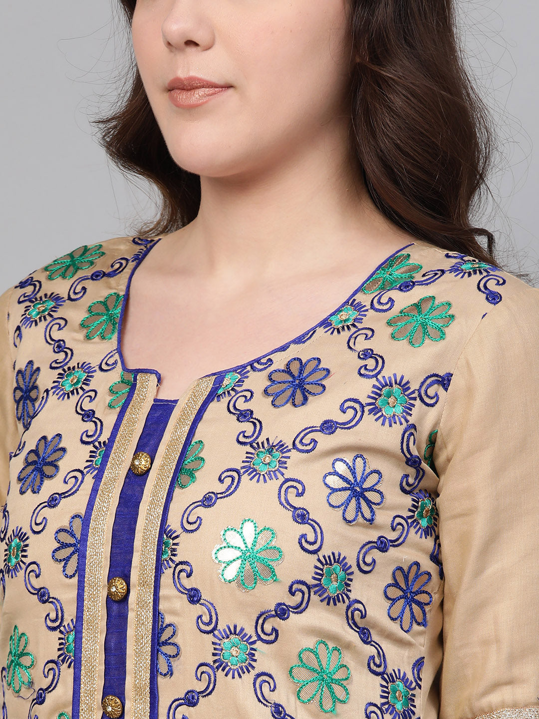 Gota Patti Kurta Set with Bandhej ombre dupatta