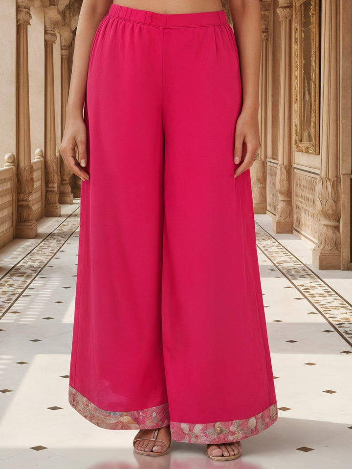 Banarasi Meenakari Kurta Pallazo Set with Statement Tassels & Mirror Embellishments