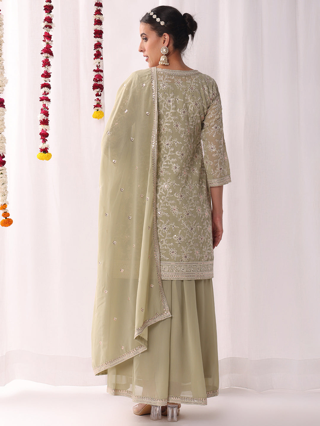 Resham Schiffli Embroidered Co-ord Set