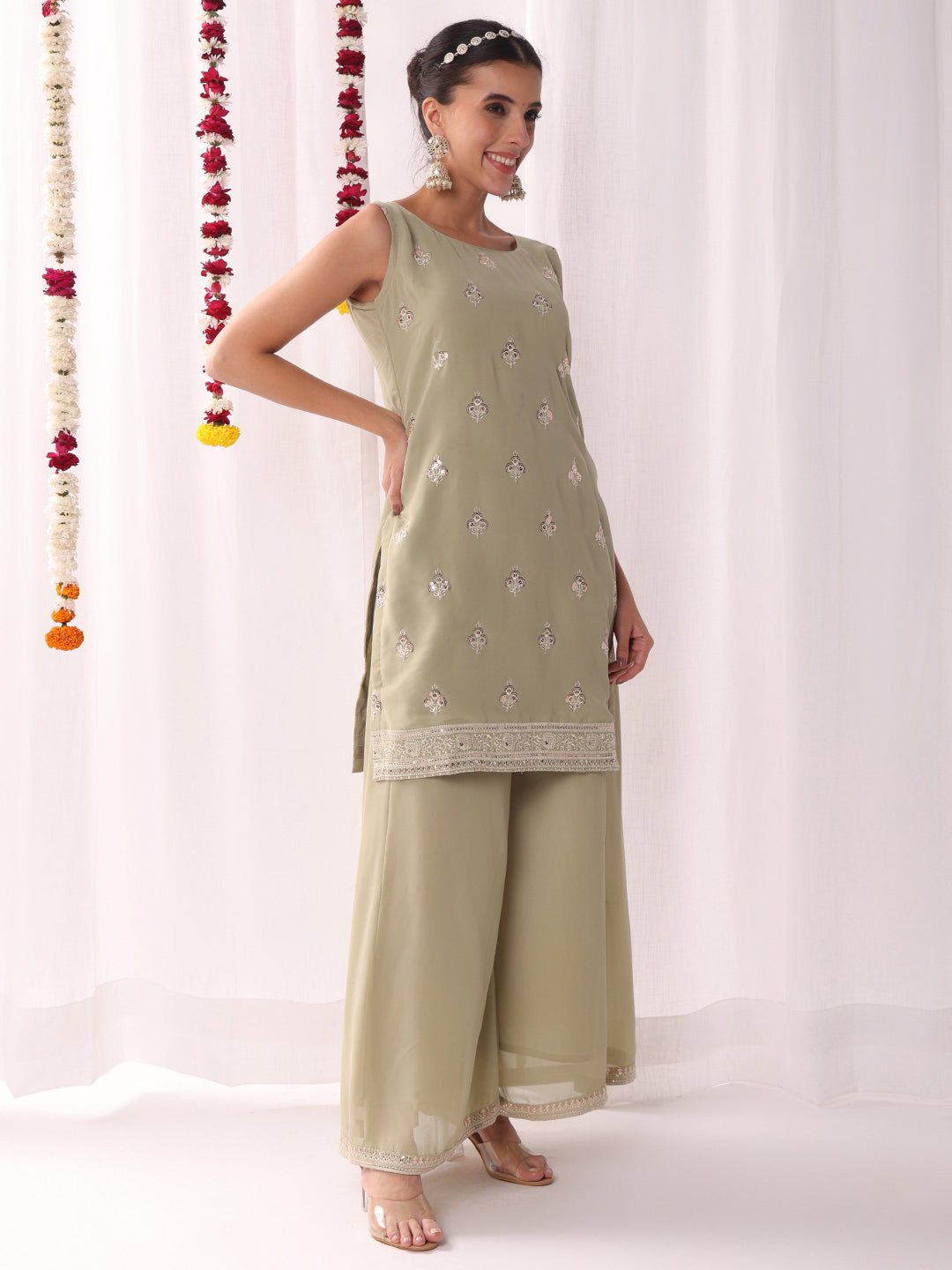 Resham Schiffli Embroidered Co-ord Set