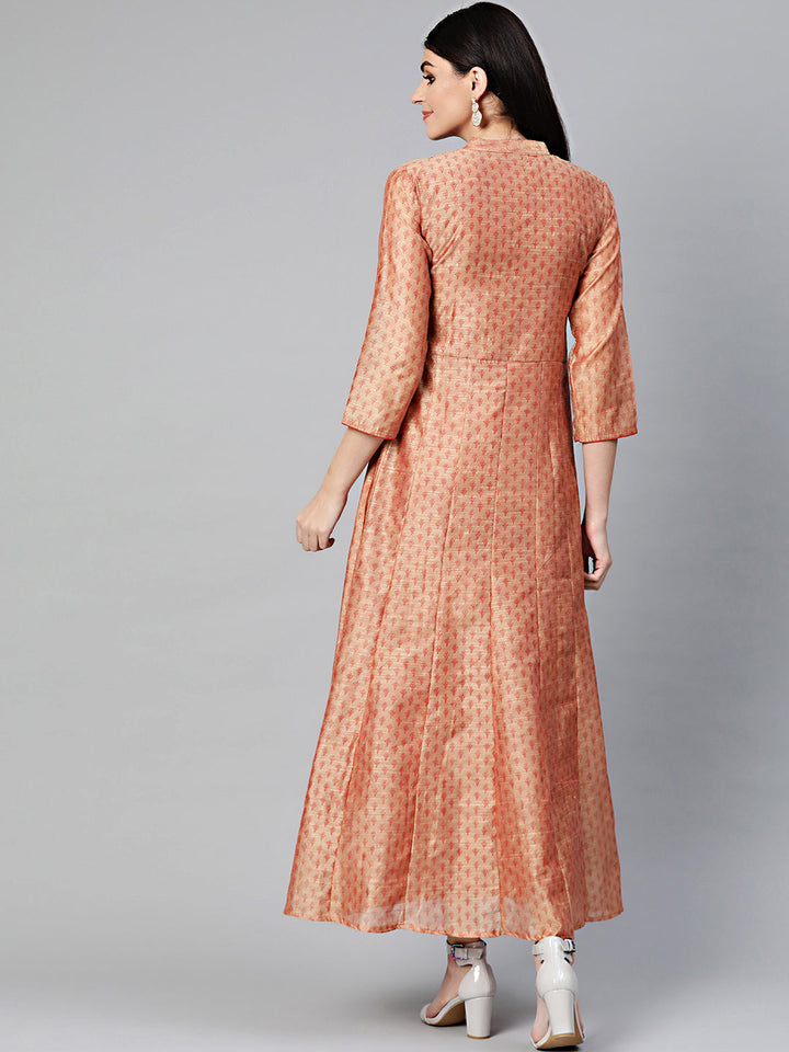 Anarkali Printed Dress with Ikat Inspired Print
