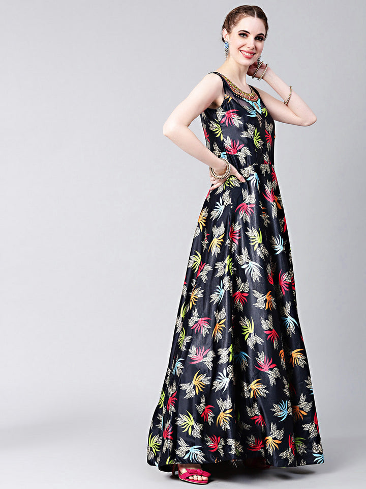 Embellished Anarkali Gown with Floral Digital Print