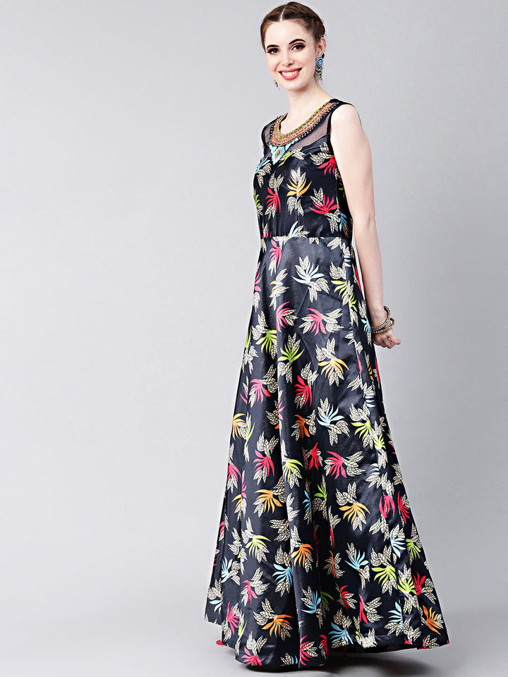 Embellished Anarkali Gown with Floral Digital Print