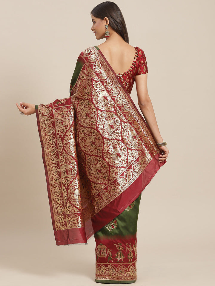 Ombre Resham & Zari weaving Saree with Wedding Procession Doli Motifs