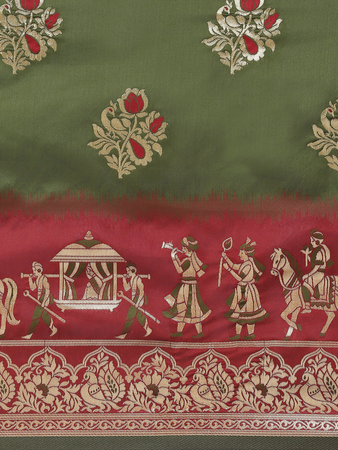 Ombre Resham & Zari weaving Saree with Wedding Procession Doli Motifs