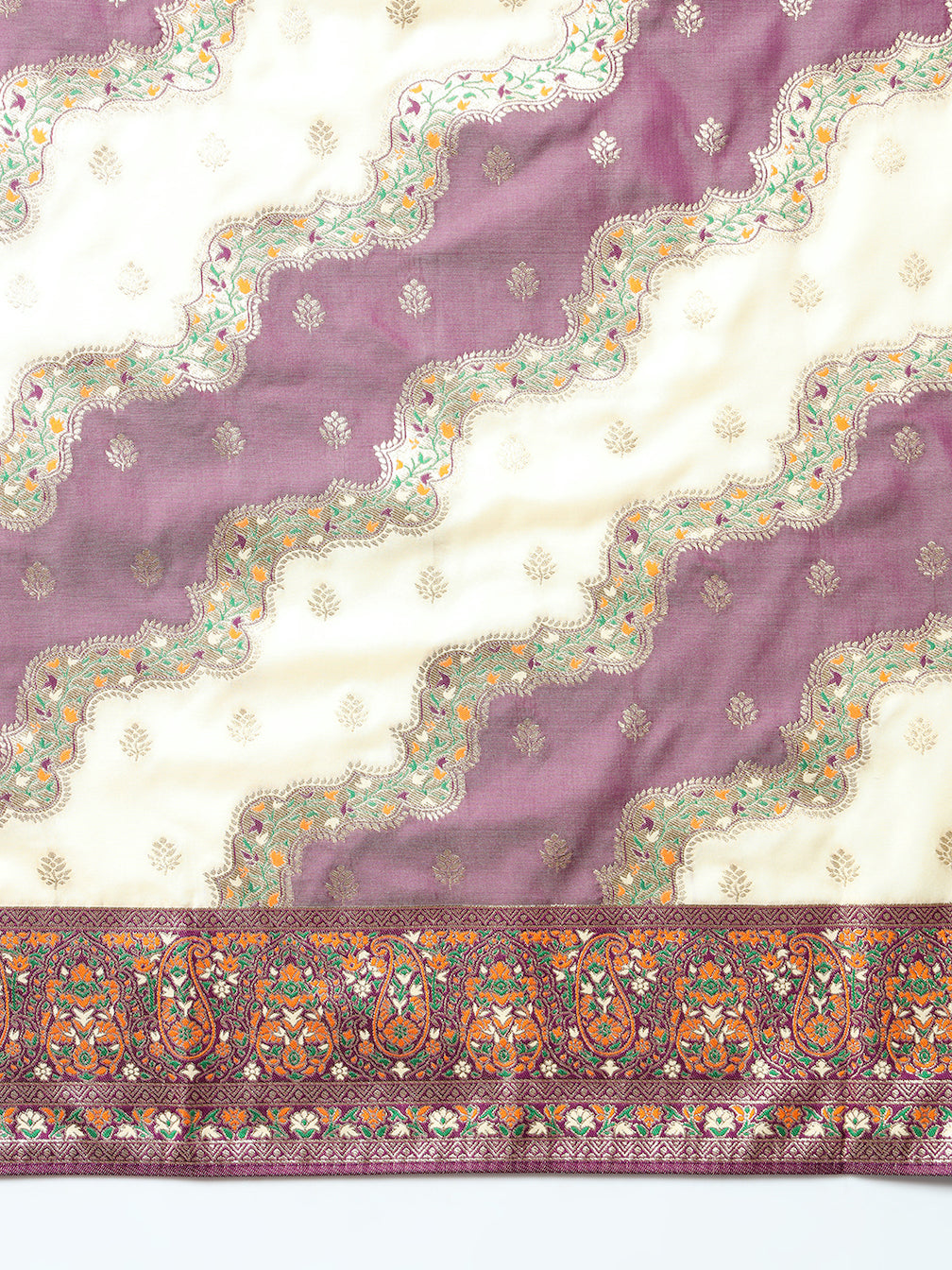 Banarasi Silk Saree with Multicolor Resham Meenakari Leheriya Patterns
