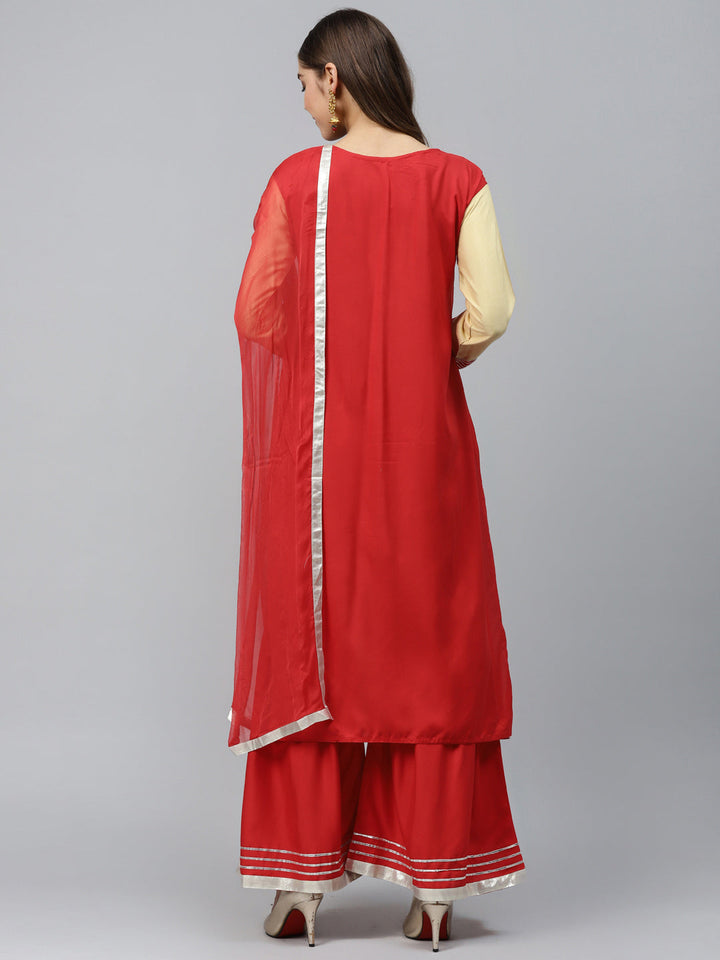 Made to Measure Colorblocked Kurta Sharara Set with Silver Gotta Patti Embroidery
