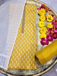 Chhabra 555 Floral Print Unstitched Cotton Suit with Chikankari Embroidery Dupatta & Multicolor Lace