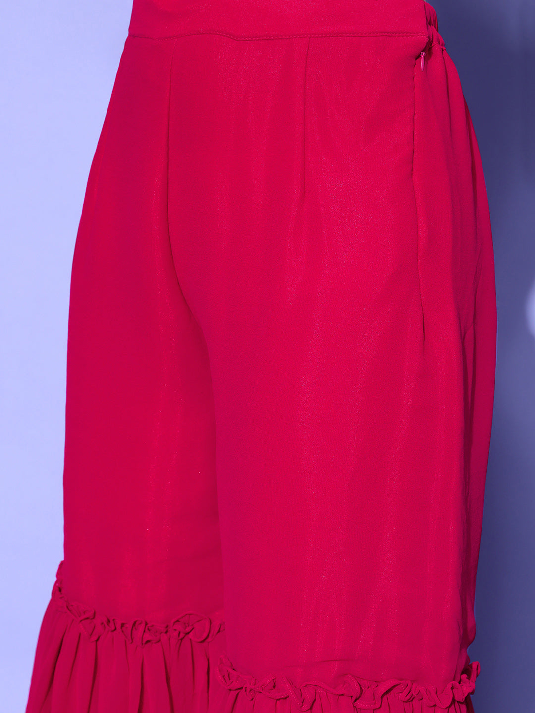 Magenta Sequin Embroidered Peplum Kurta Sharara Set