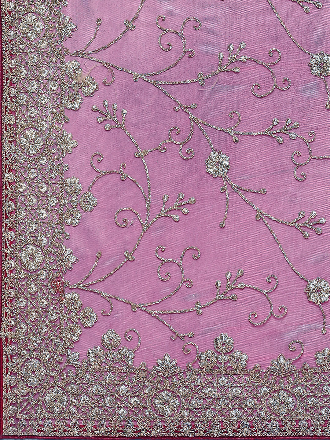 Purple Heavy Zari Embroidered Party Wear Net Saree