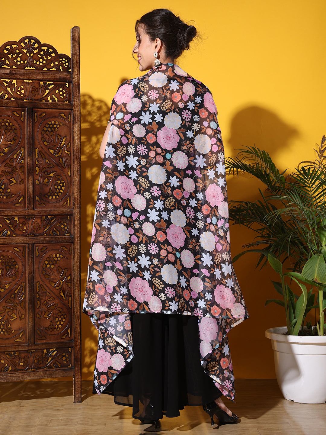 Indo-western Co-ord set with Sequin Embroidery Tasseled Blouse & DIgital Print Jacket