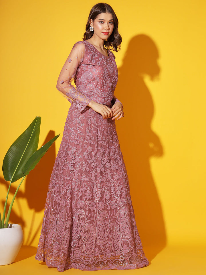 Paisley Pattern Net Lehenga Choli with Embellishment & Dupatta