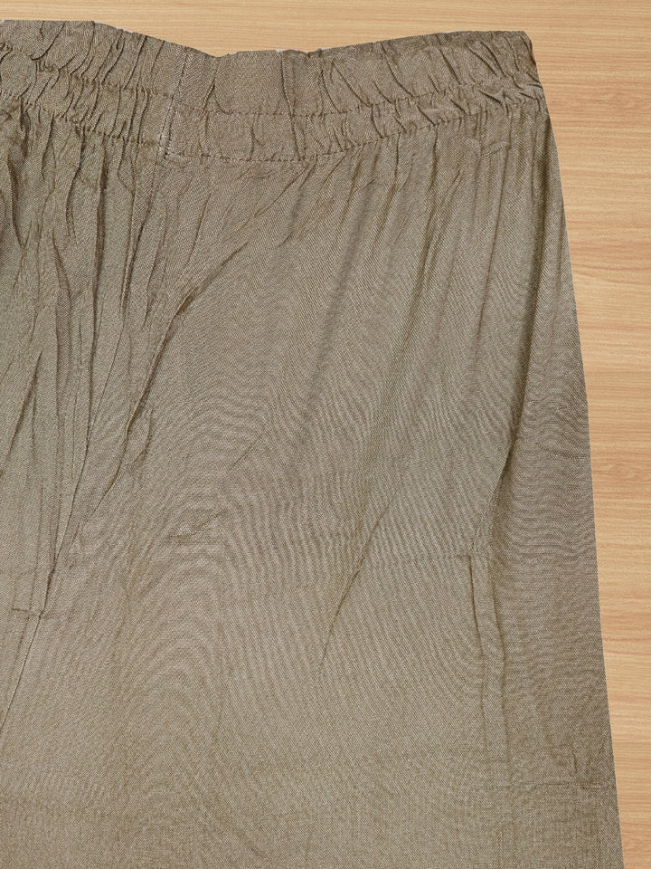Jacquard Woven Kurta Pant Set with Mirror Embroidered Yoke & Digital Print Dupatta