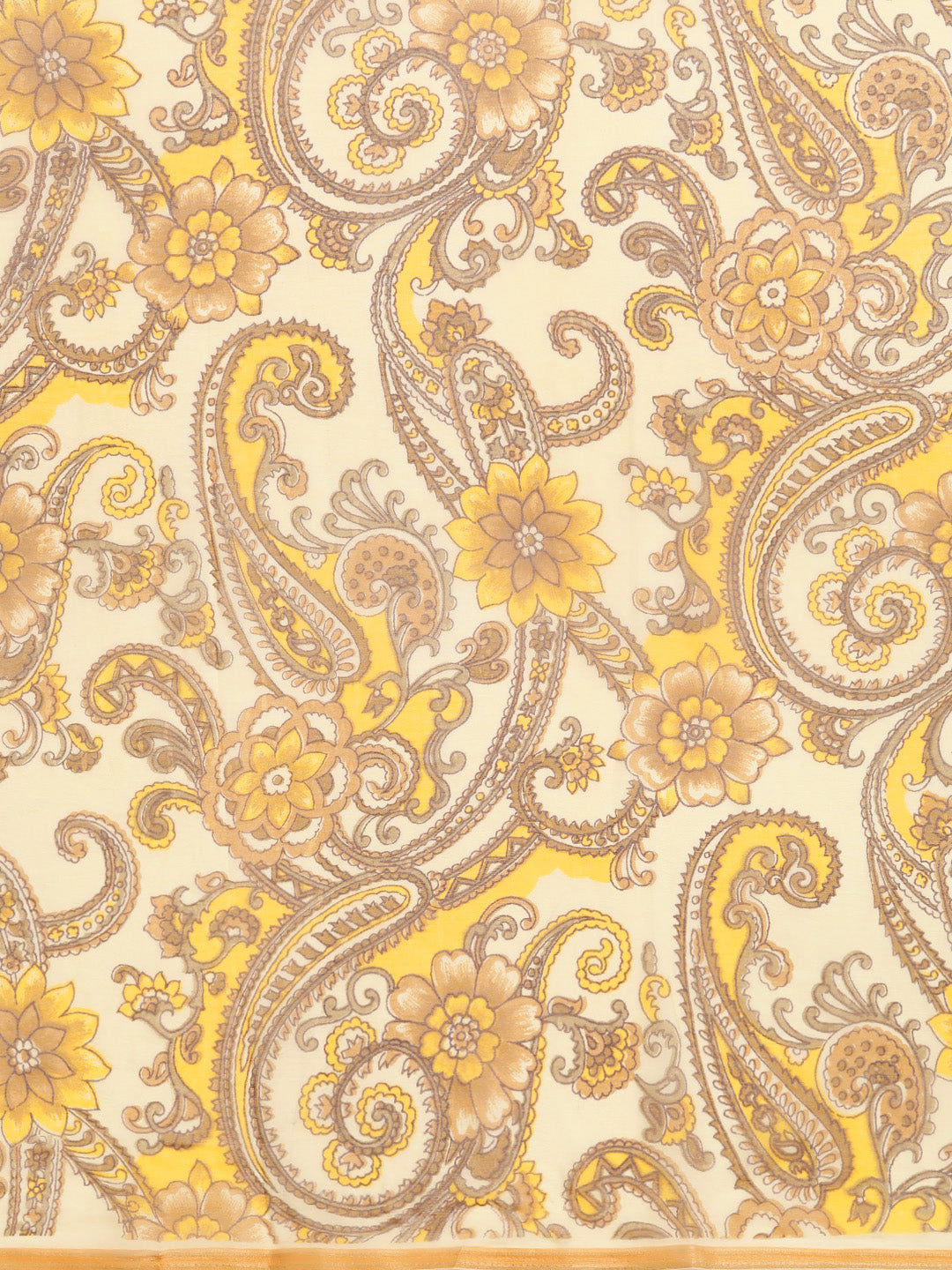 Chiffon Paisley Motif Saree with Satin border