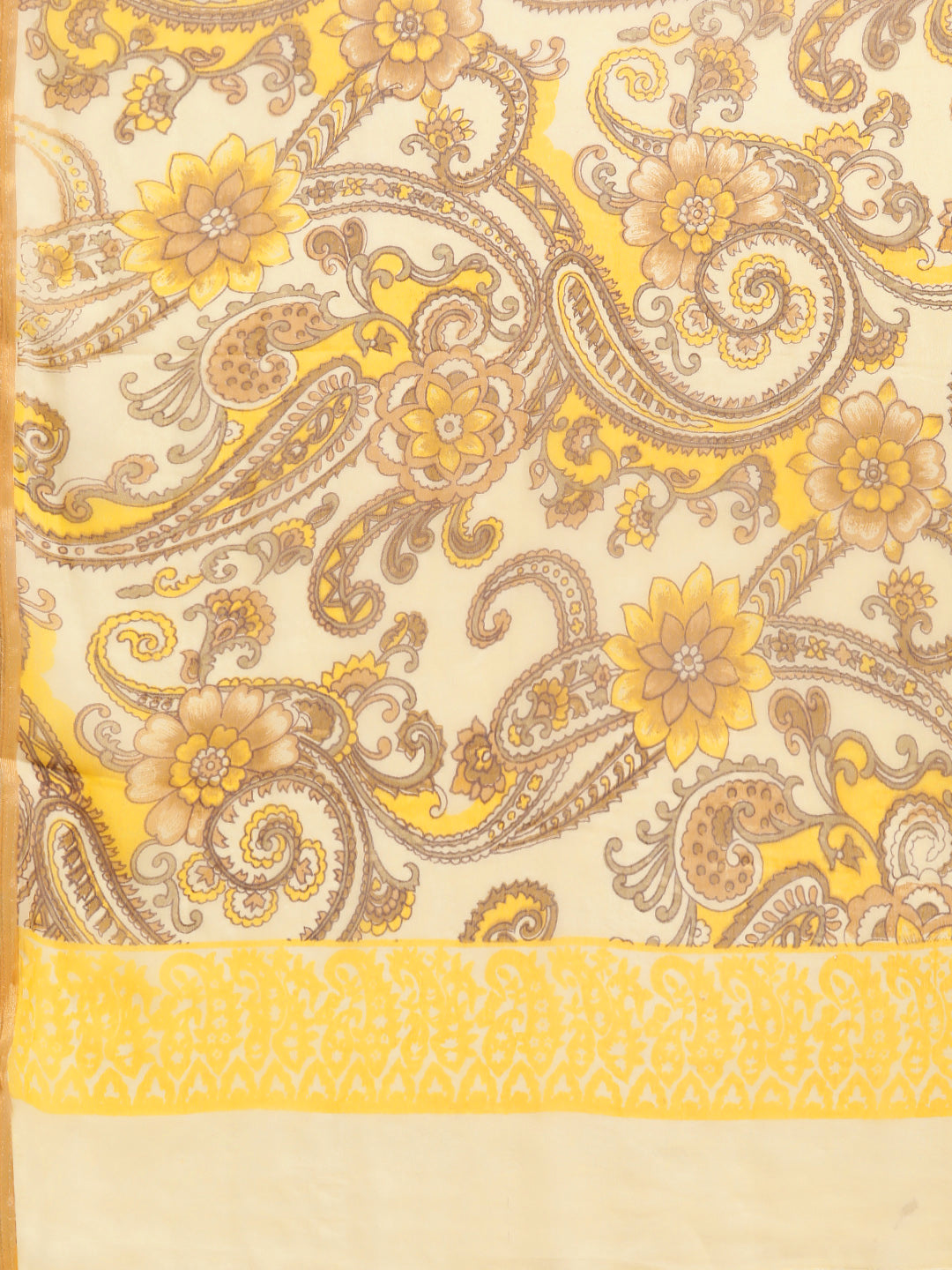 Chiffon Paisley Motif Saree with Satin border