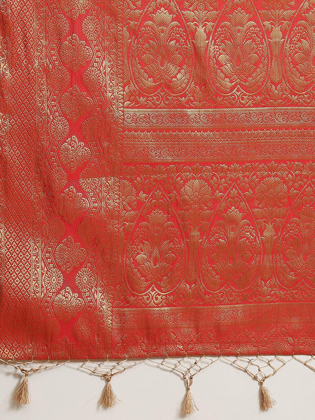Cream Brocade Banarasi Golden Weaving Embellished Traditional Saree