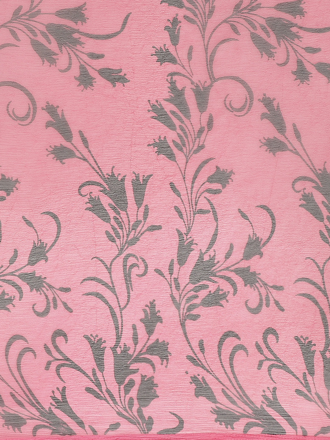 Fuchsia Chiffon Saree with Contemporary Floral Tulip Prints and ColorBlocking